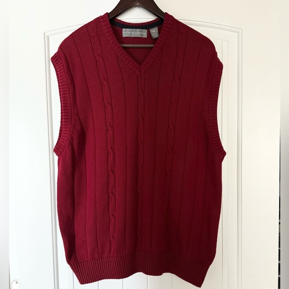 Oscar de la Renta Red Cable Knit Sweater Vest XXL - Picture 1 of 4